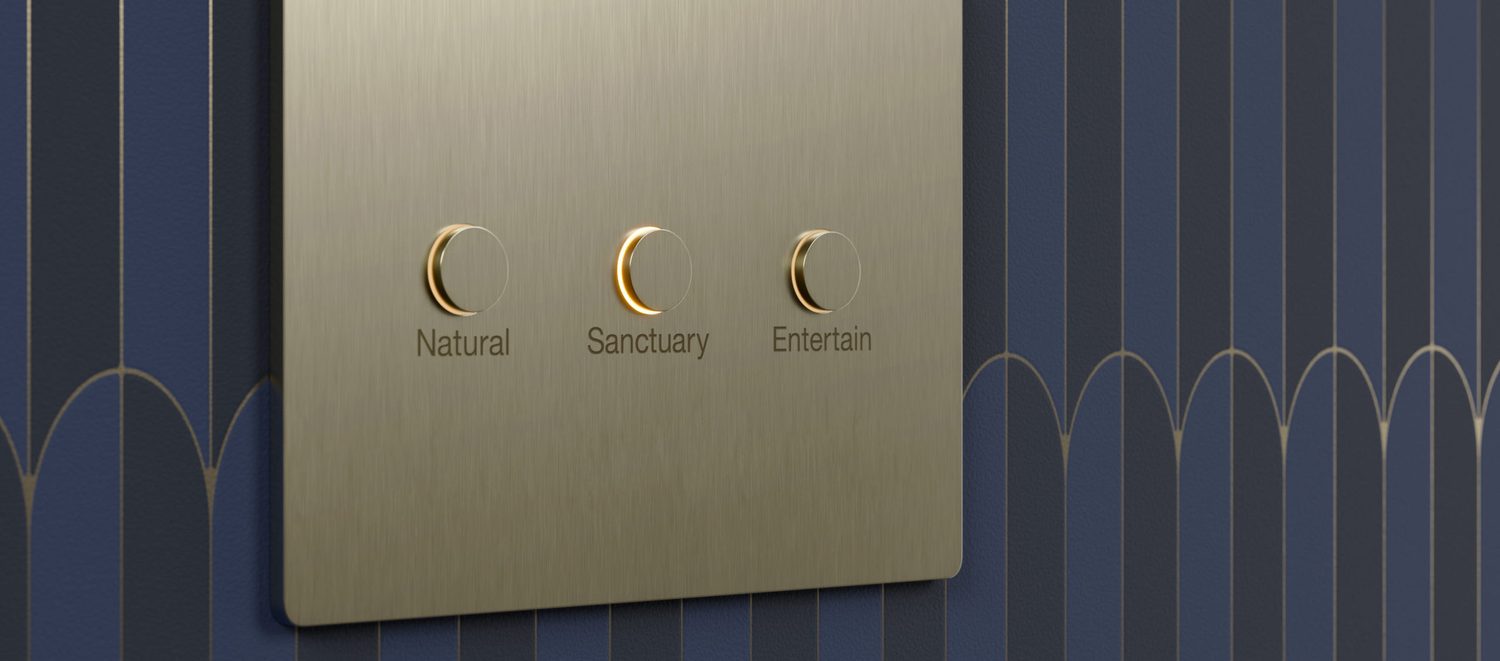 Row of Alisse brass keypads in finishes