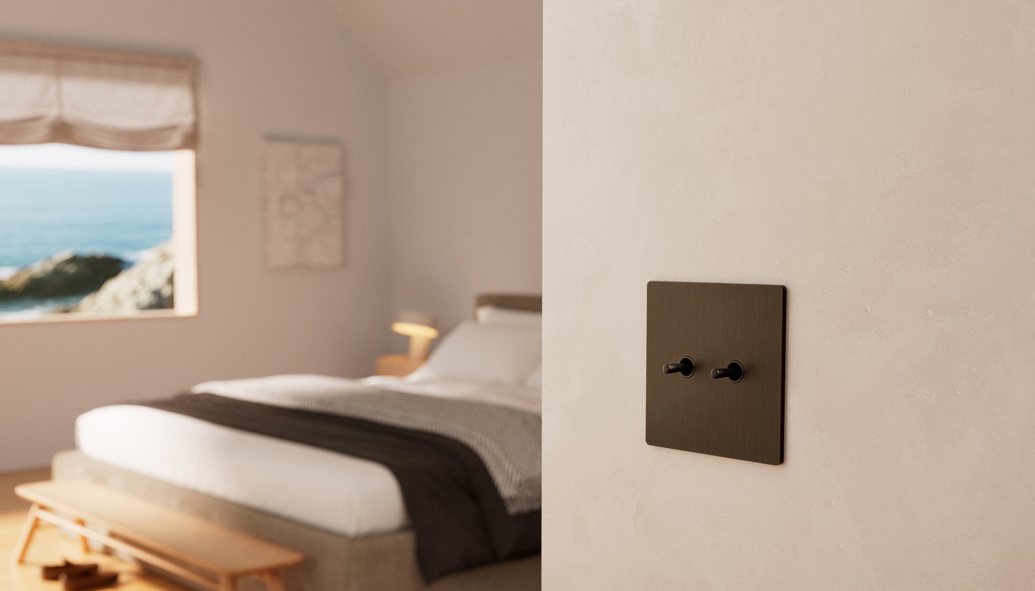 Lutron Aviena keypad in a bedroom