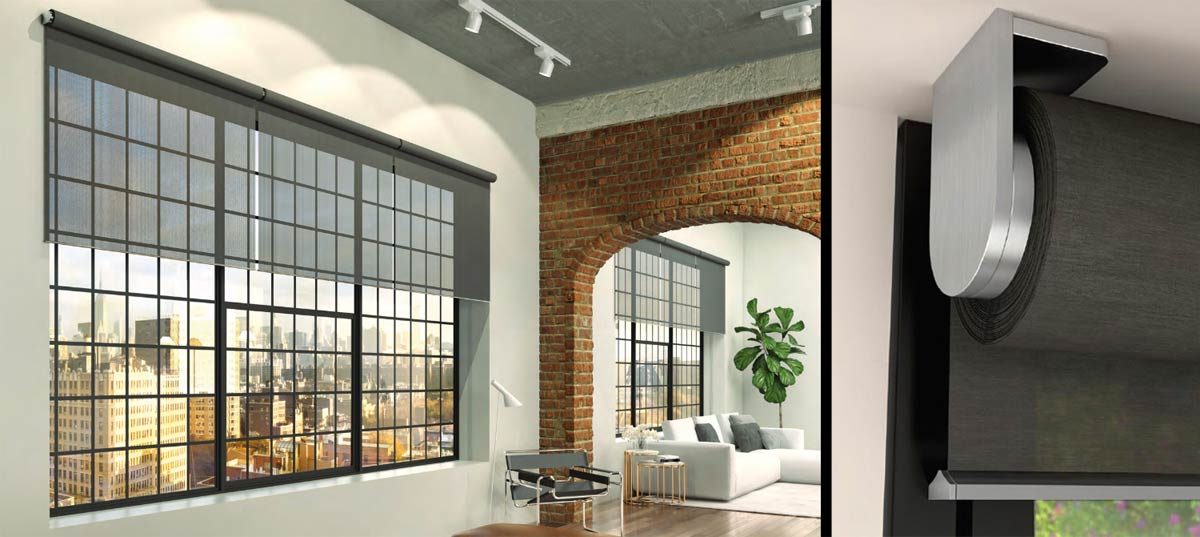 Lutron Palladiom shade in a living room