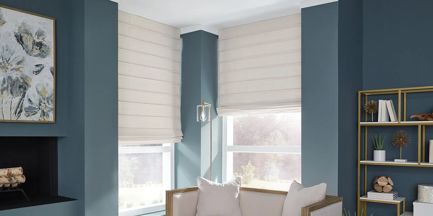 Hunter Douglas Roman shades in a living room